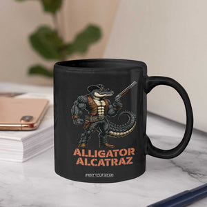 Alligator Alcatraz Gunslinger Coffee Mug Swamp Outlaw Satire Patriotic Rebel TS02 Print Your Wear