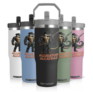 Alligator Alcatraz Gunslinger Flip Straw Tumbler Swamp Outlaw Satire Patriotic Rebel TS02 Print Your Wear