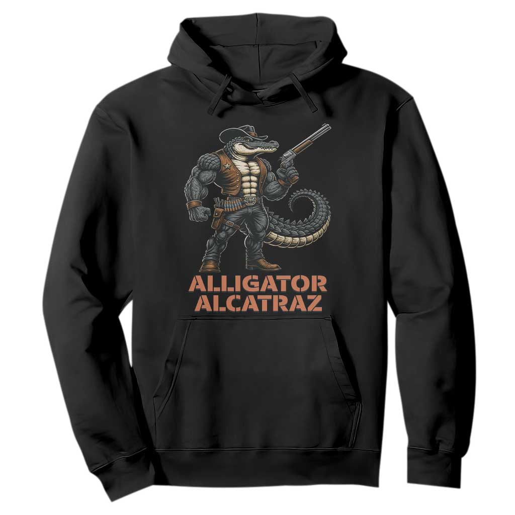 Alligator Alcatraz Gunslinger Hoodie Swamp Outlaw Satire Patriotic Rebel TS02 Black Print Your Wear