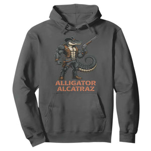 Alligator Alcatraz Gunslinger Hoodie Swamp Outlaw Satire Patriotic Rebel TS02 Dark Heather Print Your Wear