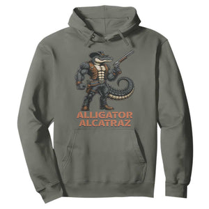 Alligator Alcatraz Gunslinger Hoodie Swamp Outlaw Satire Patriotic Rebel TS02 Military Green Print Your Wear