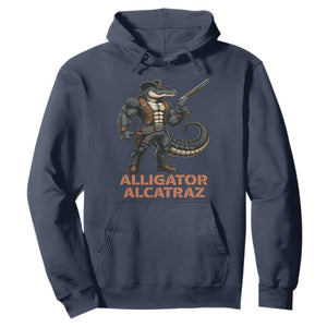 Alligator Alcatraz Gunslinger Hoodie Swamp Outlaw Satire Patriotic Rebel TS02 Navy Print Your Wear