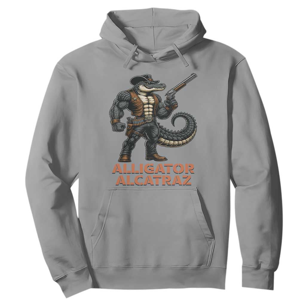 Alligator Alcatraz Gunslinger Hoodie Swamp Outlaw Satire Patriotic Rebel TS02 Sport Gray Print Your Wear