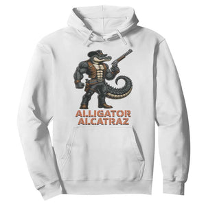 Alligator Alcatraz Gunslinger Hoodie Swamp Outlaw Satire Patriotic Rebel TS02 White Print Your Wear