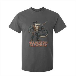 Alligator Alcatraz Gunslinger T Shirt For Kid Swamp Outlaw Satire Patriotic Rebel TS02 Dark Heather Print Your Wear