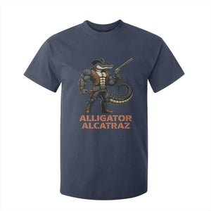Alligator Alcatraz Gunslinger T Shirt For Kid Swamp Outlaw Satire Patriotic Rebel TS02 Navy Print Your Wear