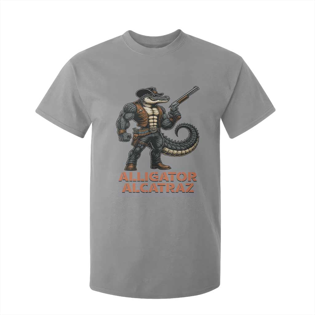 Alligator Alcatraz Gunslinger T Shirt For Kid Swamp Outlaw Satire Patriotic Rebel TS02 Sport Gray Print Your Wear