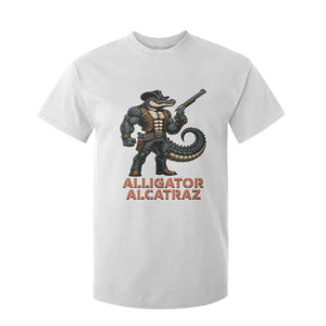 Alligator Alcatraz Gunslinger T Shirt For Kid Swamp Outlaw Satire Patriotic Rebel TS02 White Print Your Wear
