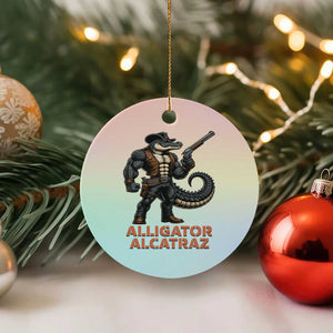 Alligator Alcatraz Gunslinger Ceramic Ornament Swamp Outlaw Satire Patriotic Rebel TS02 1pc Pastel Print Your Wear