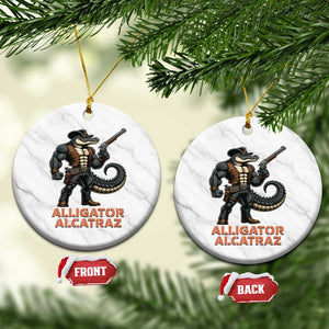 Alligator Alcatraz Gunslinger Ceramic Ornament Swamp Outlaw Satire Patriotic Rebel TS02 1pc White Marble Print Your Wear