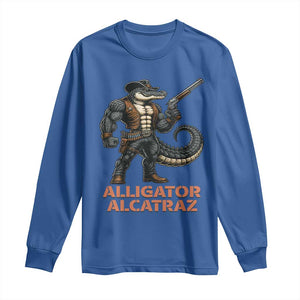 Alligator Alcatraz Gunslinger Long Sleeve Shirt Swamp Outlaw Satire Patriotic Rebel TS02 Royal Blue Print Your Wear