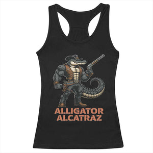 Alligator Alcatraz Gunslinger Racerback Tank Top Swamp Outlaw Satire Patriotic Rebel TS02 Black Print Your Wear