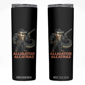 Alligator Alcatraz Gunslinger Skinny Tumbler Swamp Outlaw Satire Patriotic Rebel TS02 Black Print Your Wear