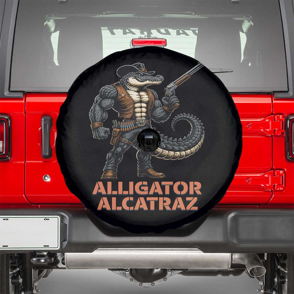 Alligator Alcatraz Gunslinger Spare Tire Cover Swamp Outlaw Satire Patriotic Rebel TS02 Black Print Your Wear