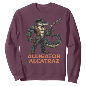 Alligator Alcatraz Gunslinger Sweatshirt Swamp Outlaw Satire Patriotic Rebel TS02 Maroon Print Your Wear