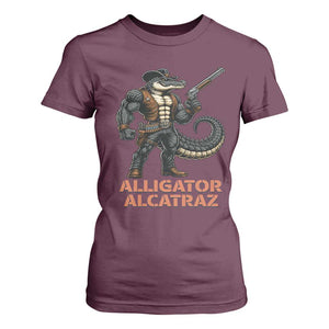 Alligator Alcatraz Gunslinger T Shirt For Women Swamp Outlaw Satire Patriotic Rebel TS02 Maroon Print Your Wear