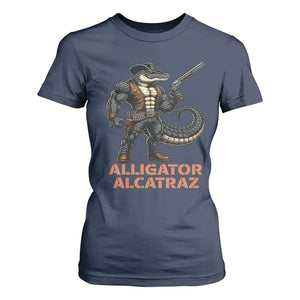 Alligator Alcatraz Gunslinger T Shirt For Women Swamp Outlaw Satire Patriotic Rebel TS02 Navy Print Your Wear