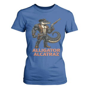 Alligator Alcatraz Gunslinger T Shirt For Women Swamp Outlaw Satire Patriotic Rebel TS02 Royal Blue Print Your Wear