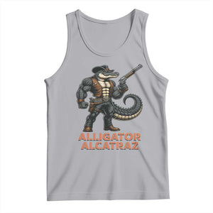 Alligator Alcatraz Gunslinger Tank Top Swamp Outlaw Satire Patriotic Rebel TS02 Athletic Heather Print Your Wear