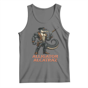 Alligator Alcatraz Gunslinger Tank Top Swamp Outlaw Satire Patriotic Rebel TS02 Black Heather Print Your Wear