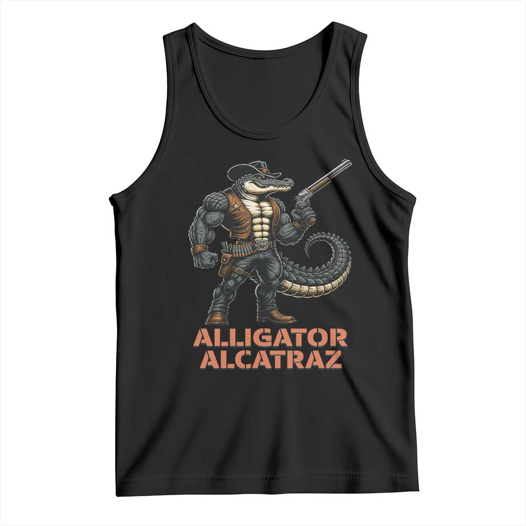 Alligator Alcatraz Gunslinger Tank Top Swamp Outlaw Satire Patriotic Rebel TS02 Black Print Your Wear