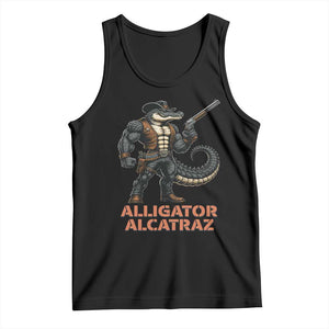 Alligator Alcatraz Gunslinger Tank Top Swamp Outlaw Satire Patriotic Rebel TS02 Black Print Your Wear