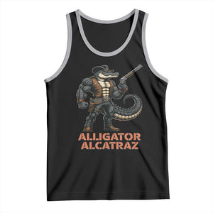 Alligator Alcatraz Gunslinger Tank Top Swamp Outlaw Satire Patriotic Rebel TS02 Black Athletic Heather Print Your Wear