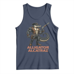 Alligator Alcatraz Gunslinger Tank Top Swamp Outlaw Satire Patriotic Rebel TS02 Navy Print Your Wear