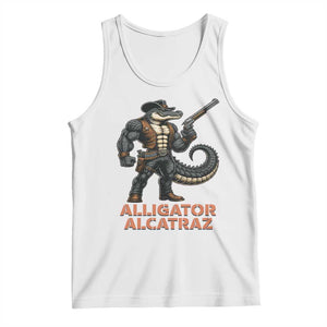 Alligator Alcatraz Gunslinger Tank Top Swamp Outlaw Satire Patriotic Rebel TS02 White Print Your Wear