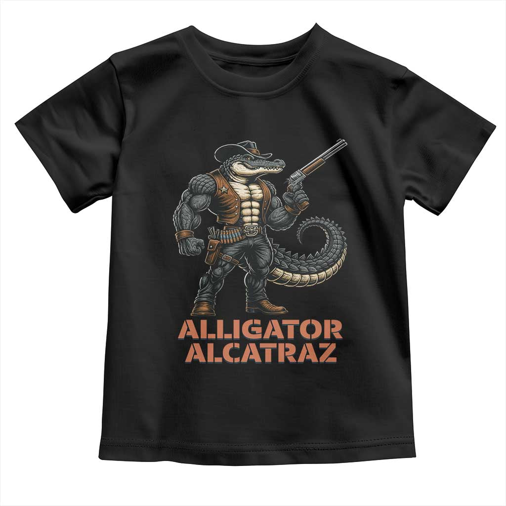 Alligator Alcatraz Gunslinger Toddler T Shirt Swamp Outlaw Satire Patriotic Rebel TS02 Black Print Your Wear