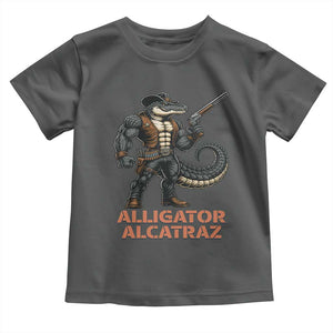 Alligator Alcatraz Gunslinger Toddler T Shirt Swamp Outlaw Satire Patriotic Rebel TS02 Dark Heather Print Your Wear
