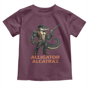 Alligator Alcatraz Gunslinger Toddler T Shirt Swamp Outlaw Satire Patriotic Rebel TS02 Maroon Print Your Wear