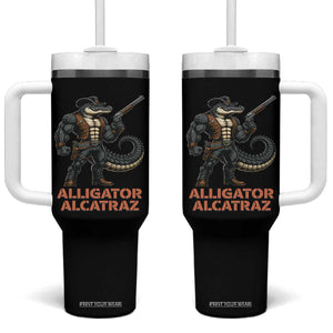 Alligator Alcatraz Gunslinger Tumbler With Handle Swamp Outlaw Satire Patriotic Rebel TS02 One Size: 40 oz Black Print Your Wear