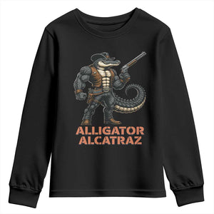 Alligator Alcatraz Gunslinger Youth Sweatshirt Swamp Outlaw Satire Patriotic Rebel TS02 Black Print Your Wear