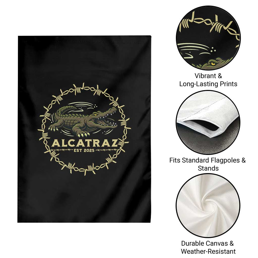Alligator Alcatraz 2025 Garden Flag Gator Lockdown Political Satire Barbed Wire Swamp Humor TS02 Print Your Wear