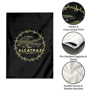 Alligator Alcatraz 2025 Garden Flag Gator Lockdown Political Satire Barbed Wire Swamp Humor TS02 Print Your Wear