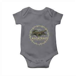 Alligator Alcatraz 2025 Baby Onesie Gator Lockdown Political Satire Barbed Wire Swamp Humor TS02 Charcoal Print Your Wear