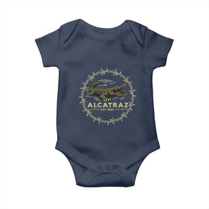 Alligator Alcatraz 2025 Baby Onesie Gator Lockdown Political Satire Barbed Wire Swamp Humor TS02 Navy Print Your Wear
