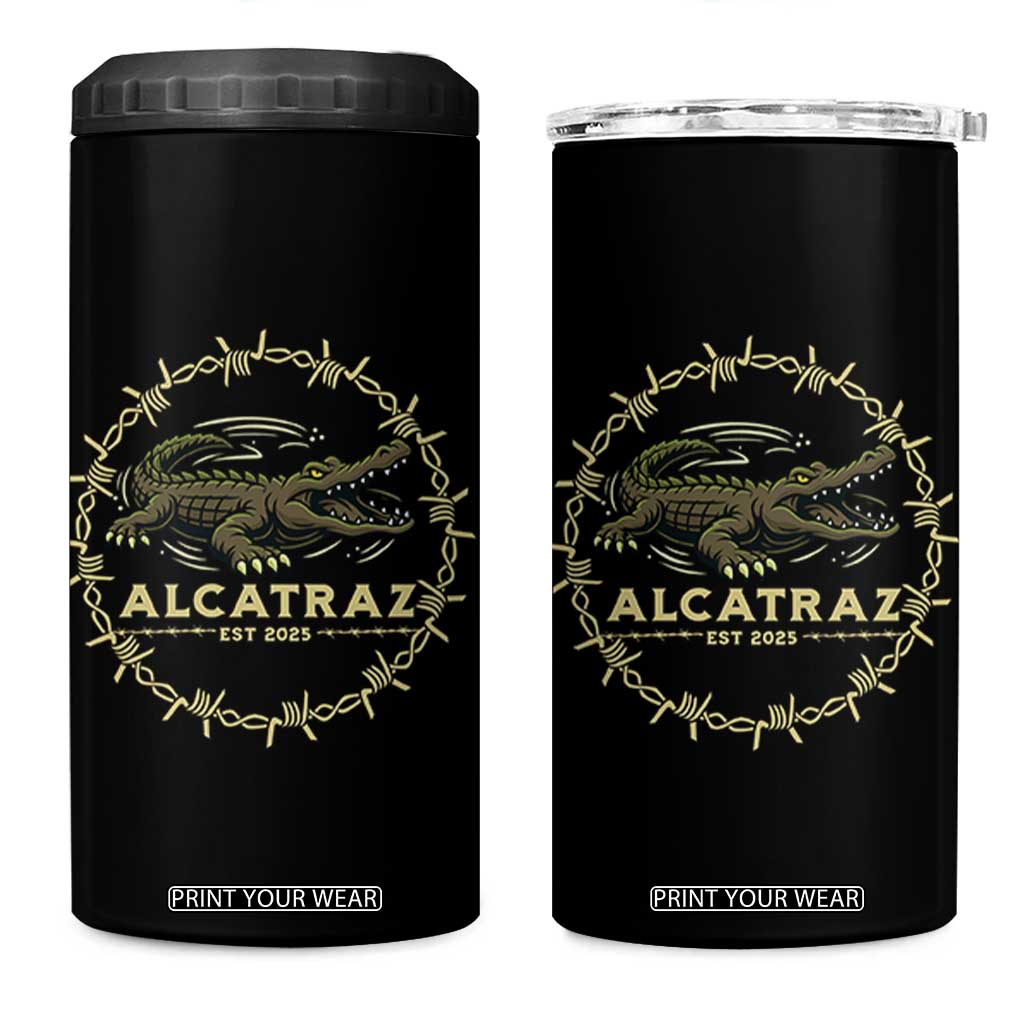 Alligator Alcatraz 2025 4 in 1 Can Cooler Tumbler Gator Lockdown Political Satire Barbed Wire Swamp Humor TS02 One Size: 16 oz Black Print Your Wear