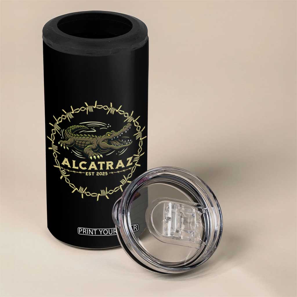 Alligator Alcatraz 2025 4 in 1 Can Cooler Tumbler Gator Lockdown Political Satire Barbed Wire Swamp Humor TS02 Print Your Wear