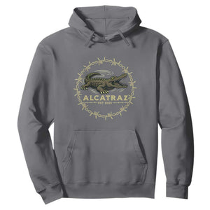 Alligator Alcatraz 2025 Hoodie Gator Lockdown Political Satire Barbed Wire Swamp Humor TS02 Charcoal Print Your Wear