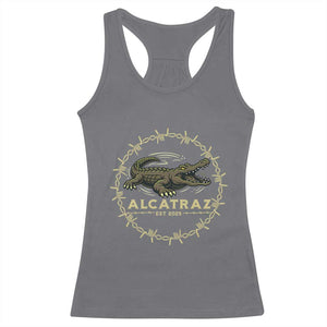Alligator Alcatraz 2025 Racerback Tank Top Gator Lockdown Political Satire Barbed Wire Swamp Humor TS02 Charcoal Print Your Wear