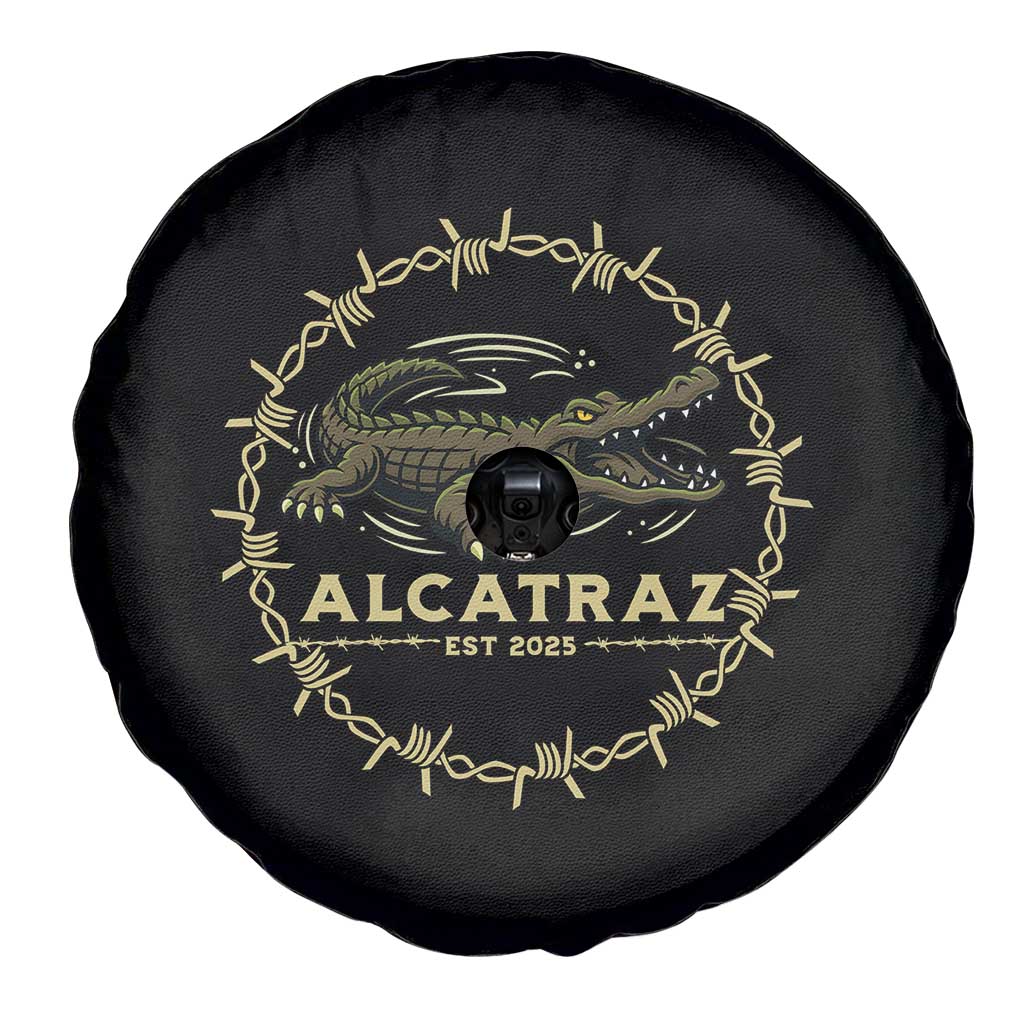 Alligator Alcatraz 2025 Spare Tire Cover Gator Lockdown Political Satire Barbed Wire Swamp Humor TS02 Print Your Wear