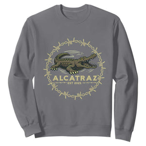 Alligator Alcatraz 2025 Sweatshirt Gator Lockdown Political Satire Barbed Wire Swamp Humor TS02 Charcoal Print Your Wear