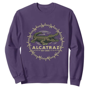Alligator Alcatraz 2025 Sweatshirt Gator Lockdown Political Satire Barbed Wire Swamp Humor TS02 Purple Print Your Wear