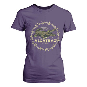 Alligator Alcatraz 2025 T Shirt For Women Gator Lockdown Political Satire Barbed Wire Swamp Humor TS02 Purple Print Your Wear