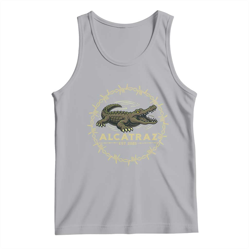 Alligator Alcatraz 2025 Tank Top Gator Lockdown Political Satire Barbed Wire Swamp Humor TS02 Athletic Heather Print Your Wear