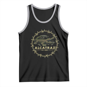 Alligator Alcatraz 2025 Tank Top Gator Lockdown Political Satire Barbed Wire Swamp Humor TS02 Black Athletic Heather Print Your Wear
