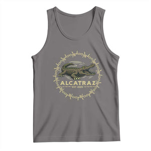 Alligator Alcatraz 2025 Tank Top Gator Lockdown Political Satire Barbed Wire Swamp Humor TS02 Deep Heather Print Your Wear