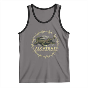Alligator Alcatraz 2025 Tank Top Gator Lockdown Political Satire Barbed Wire Swamp Humor TS02 Deep Heather Black Print Your Wear